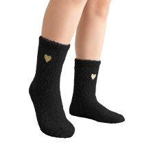 Schwarze, bestickte Damensocken mit Botschaft zur Sensibilisierung für soziale Themen (Einheitsgröße)