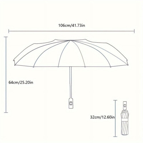Guarda-chuva automático preto osso com quilha grossa e proteção UV tripla 2