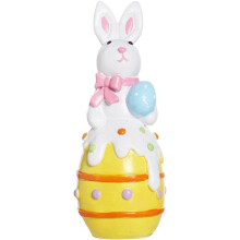 Juego de decoración de conejito de Pascua de resina rosa (5 piezas)