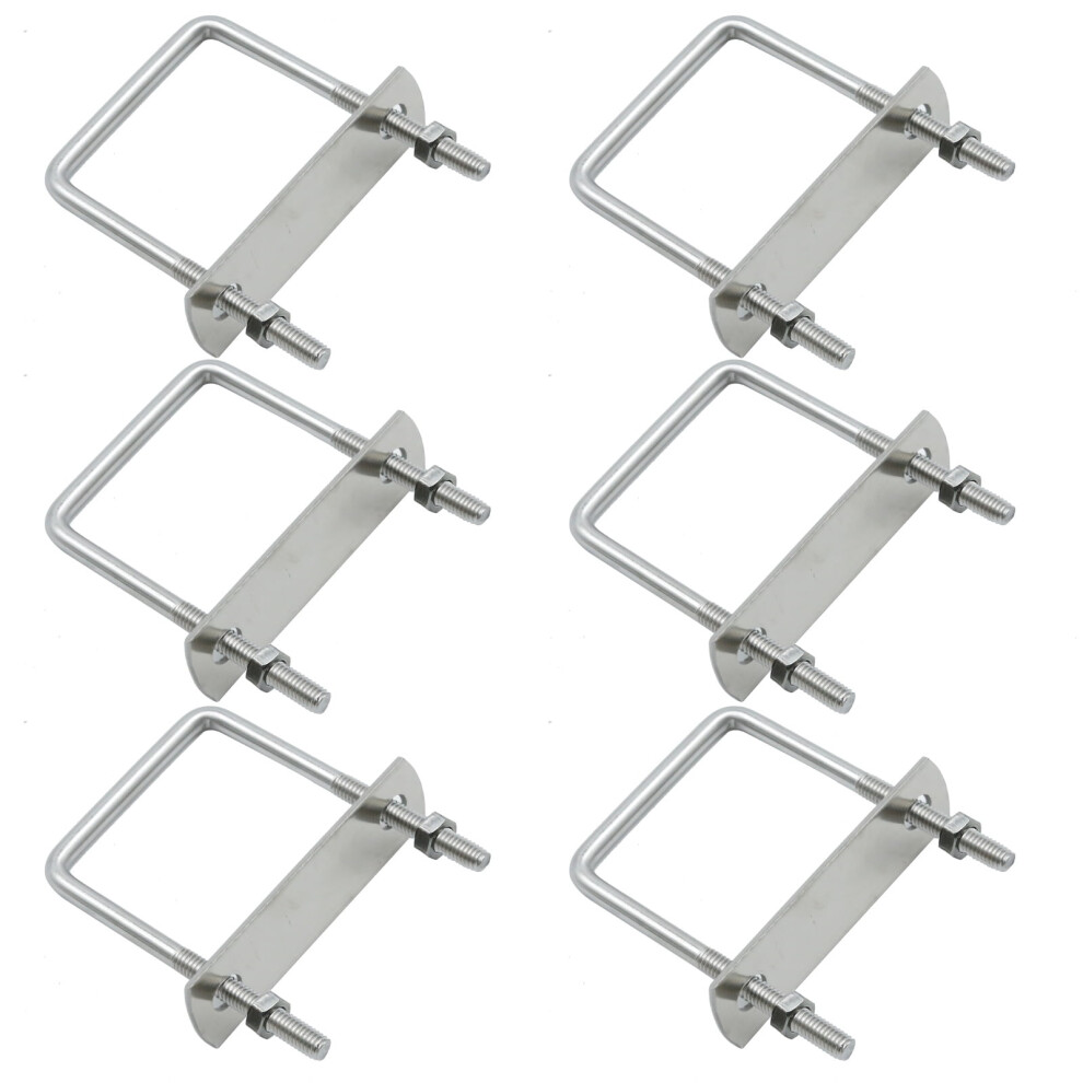 U-Bolts Square 304 Stainless Steel 2 Inch Inner Width 6 Pcs 9122141530145