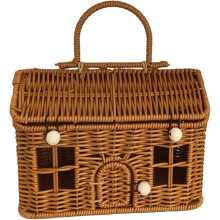 Cesta de jardín con forma de casa, de ratán PP, 9x6x5,5 pulgadas.
