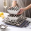 Porcelain Square Dinnerware Set for 4, Black and White 7