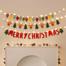 Weihnachtsgirlande aus Filz mit „Frohe Weihnachten“-Schild (183 cm)