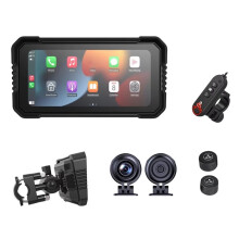 6,25" Motorrad-GPS-Navigations-DVR-Carplay-Bildschirm IPX7 Wasserdicht für Moto Dual-Kameras Fahrtenschreiber Moto Monitor