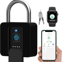 Wytrzymała kłódka z czytnikiem linii papilarnych, kluczem i Bluetooth 1 szt.