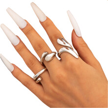 Gold Chunky Stackable Rings Set for Women 5-Piece