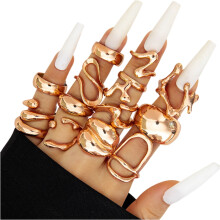 Gold Chunky Stackable Rings for Women 5-Piece Set