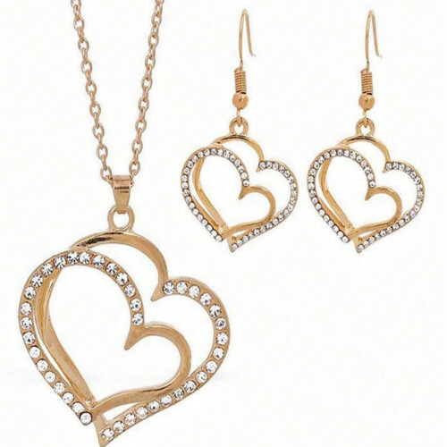 Set di collana e orecchini a forma di cuore in lega, 5 pezzi 1