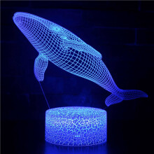 Whale3D Illusion Natlampe 7-farvet LED USB-drevet