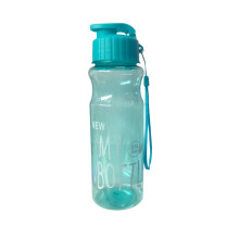 Garrafa de água azul de 500ml, livre de BPA, com alça de transporte.