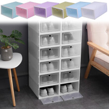 Boîtes à chaussures empilables en plastique transparent, gain de place (1 paire)