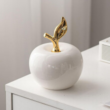 Sculpture de pomme en céramique, finition feuille d'or, style européen