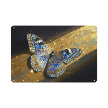 Placă metalică cu fluture vintage 12x16inch