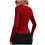Damen-Langarmshirt aus Polyester, einfarbig, V-Ausschnitt 3