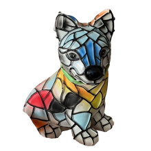 Lampe pour chien en vitrail artisanal, mosaïque multicolore, 6