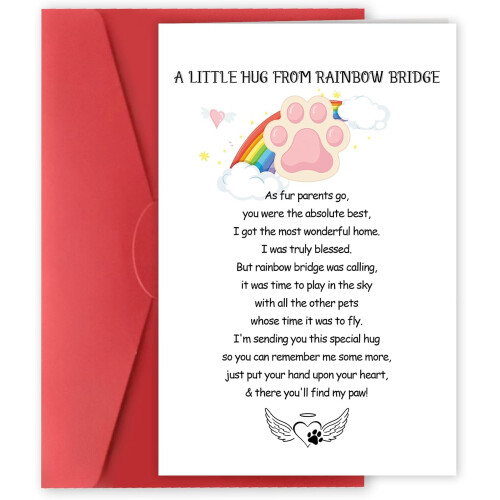 Pet sympathy card rainbow bridge design single