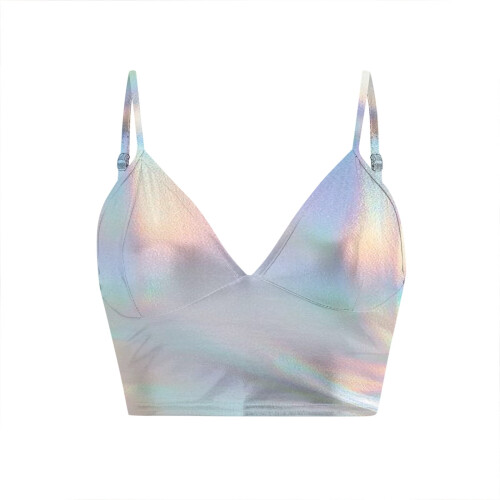 Women's PU Tank Top Solid Color Bandeau Vest S