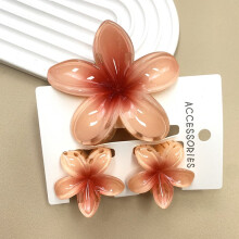 Flower Hair Claws Set Gradient Ponytail Clips 3 pcs