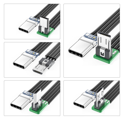 Cabo USB-C para Micro-USB; FPC fino com ângulo de 90 graus 2