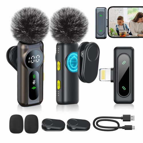 Draadloze dasspeldmicrofoon voor iPhone, Android en iPad (2 stuks)