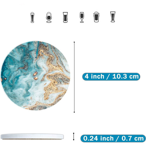 Sottobicchieri in ceramica effetto marmo con supporto (6 pezzi) 1