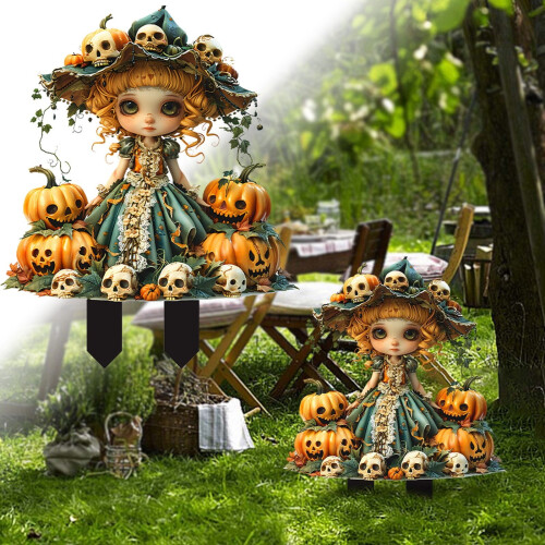 Jardinière acrylique d'Halloween pour cour avec sorcière, fée, 1