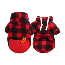 Moletom com capuz para cães pequenos com bolso, em fleece quentinho, vermelho.