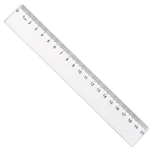 Klar plastiklineal 20 cm metrisk mm/cm