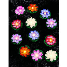 Guirlande lumineuse lotus flottante étanche pour Diwali, lot de 6, 10 cm (3,94 pouces).