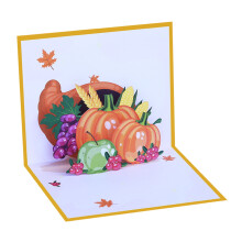Cárta Beannachta Pumpkin Aníos 3D le haghaidh Buíochais