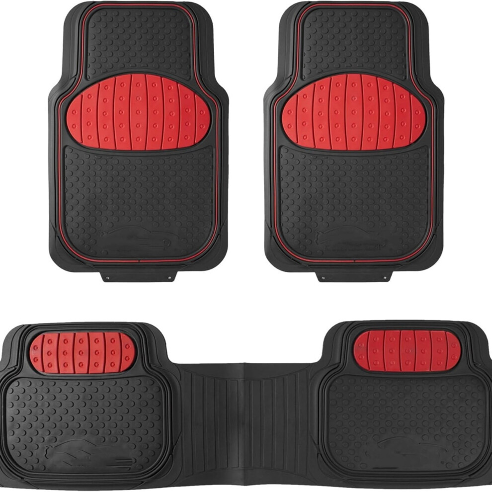 Rubber Car Floor Mats Universal Fit Trimable Red 974856829408