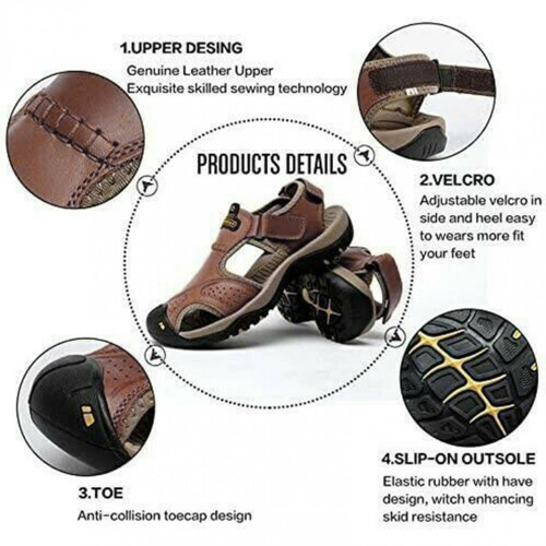 Men's leather sandals brown size 12 (45) 2