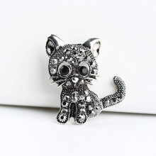 Broche de animal de dibujos animados con diseño retro de diamante hueco, 1 pieza