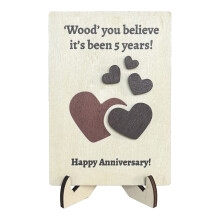 Wooden Anniversary Card Handmade Keepsake with Stand 1 pc