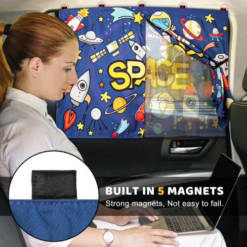 Magnetisk dubbelskiktad solskydd för sidorutor (2 st) 2