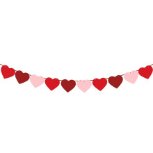 Valentijnsslinger van vilt in de vorm van een hart, 1,58 m (5,2 ft) rood