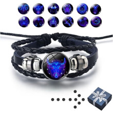 Pulseira de Manifestação do Zodíaco em Couro PU Ajustável