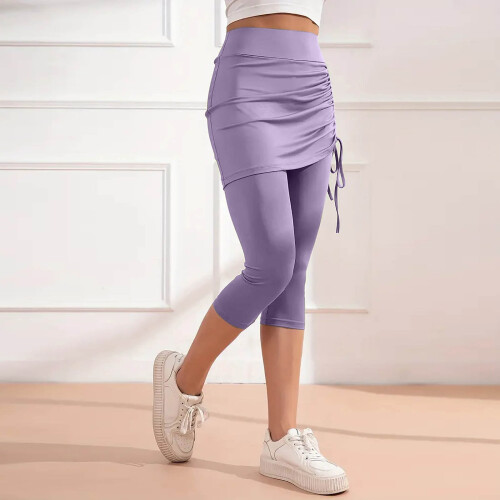 Høylivede bikerleggings til dame, lilla L 1