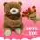 Teddybär-Plüschtier mit rotem Rosenstrauß 3