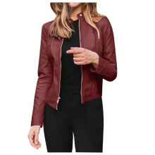 Dame bikerjakke i imiteret læder, slim fit XXL