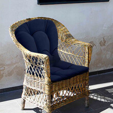 Coussins de chaise bleu marine 56 x 56 cm, garnis de coton, lot de 2