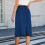 Gonna lunga in denim elasticizzato da donna blu scuro 6
