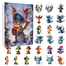 Calendrier de l'Avent de Noël Dragon - Ornements acryliques - 24