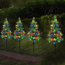 Groene kerstboomverlichting voor buiten, energiezuinig, 4 stuks
