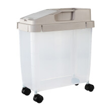 Contenedor hermético para almacenar comida para mascotas, libre de BPA, 13,6 kg (30 lbs), color beige.