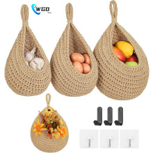 Ensemble de 3 paniers à fruits suspendus bohèmes – Tissés, lot de 6