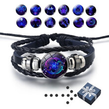 Pulseira de Manifestação do Zodíaco em Couro PU Ajustável
