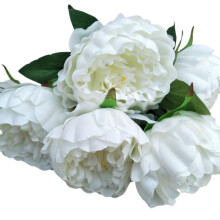 Bouquet de 5 pivoines artificielles Shiogb blanc laiteux
