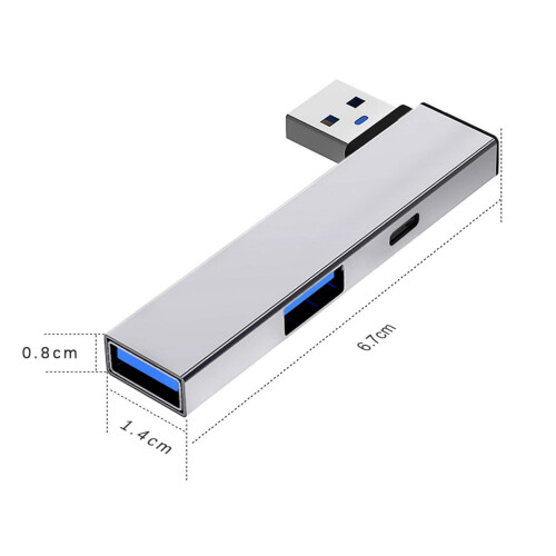 Tragbarer USB 3.0-Hub mit USB-C- und 2 USB-A-Anschlüssen 1