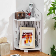 White wooden corner shelf 5-tier 13.28x6.69x6.69 in